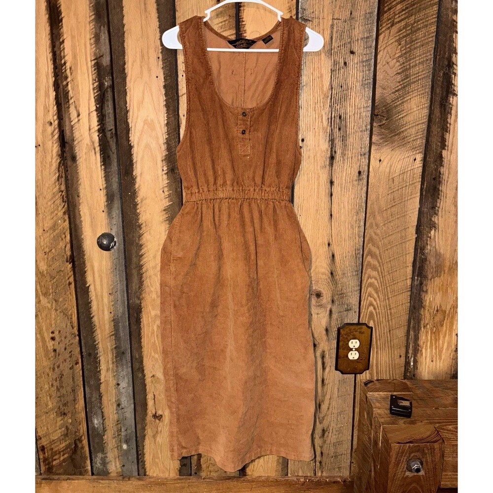 Eddie Bauer Women’s Vintage Brown Corduroy Cotton Dress Sleeveless M
